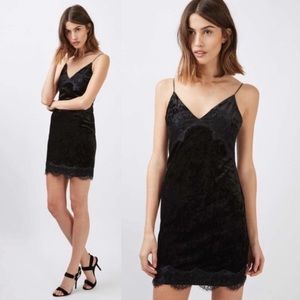 Topshop velvet and lace mini dress size 8